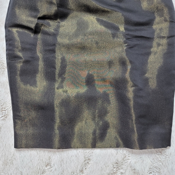 Akris Silk Blend Bronze Shimmer Black Pencil Skirt Size 4 - Picture 3 of 13
